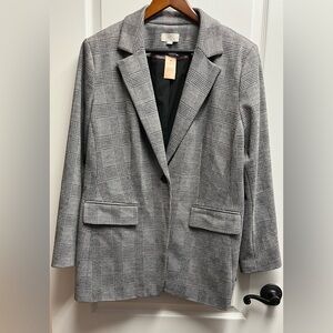 Loft Plus NWT Size 16 Black and White Plaid Blazer